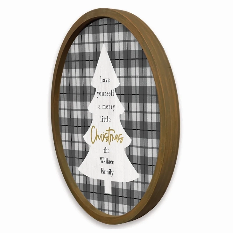 Personalized Christmas Plaid Brown Framed Print