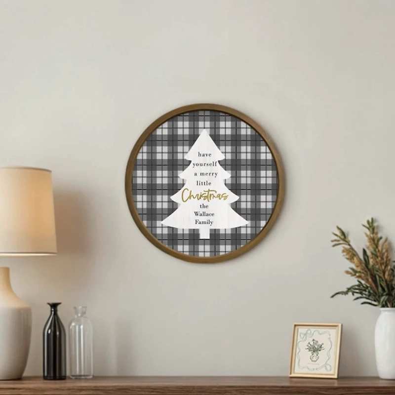 Personalized Christmas Plaid Brown Framed Print
