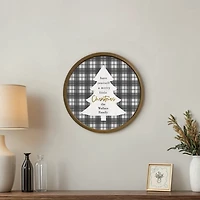 Personalized Christmas Plaid Brown Framed Print