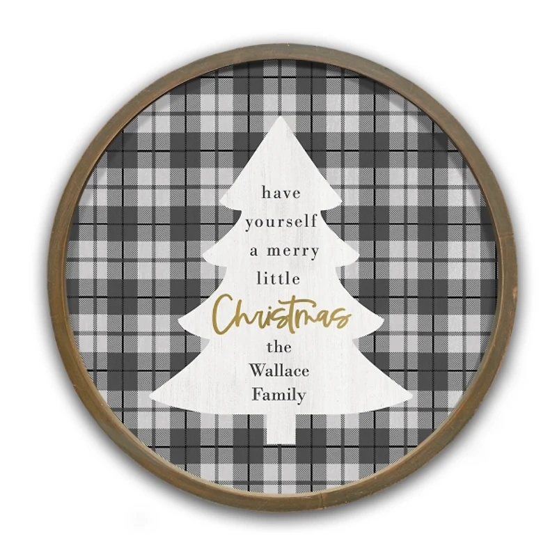 Personalized Christmas Plaid Brown Framed Print