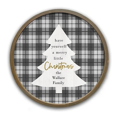 Personalized Christmas Plaid Brown Framed Print