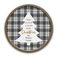 Personalized Christmas Plaid Brown Framed Print