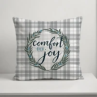 Comfort and Joy Plaid Christmas Pillow