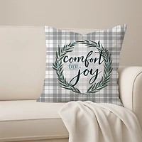 Comfort and Joy Plaid Christmas Pillow