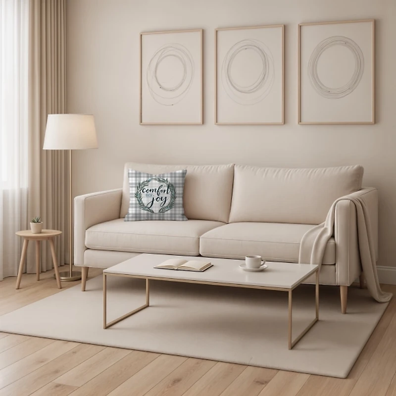 Comfort and Joy Plaid Christmas Pillow