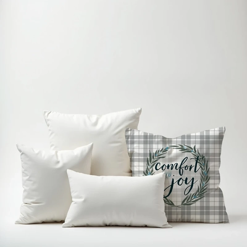 Comfort and Joy Plaid Christmas Pillow