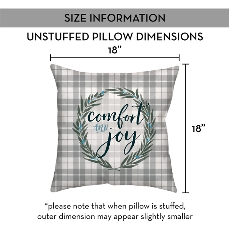 Comfort and Joy Plaid Christmas Pillow