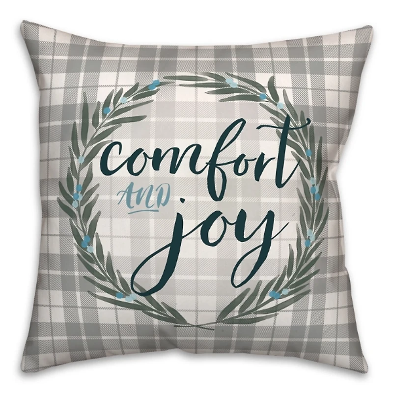 Comfort and Joy Plaid Christmas Pillow
