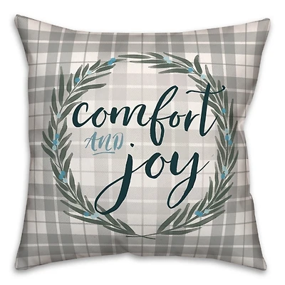 Comfort and Joy Plaid Christmas Pillow