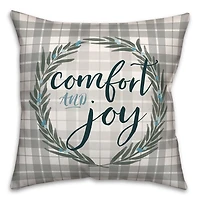 Comfort and Joy Plaid Christmas Pillow