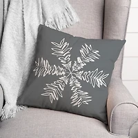 Gray Sketched Snowflake Christmas Pillow