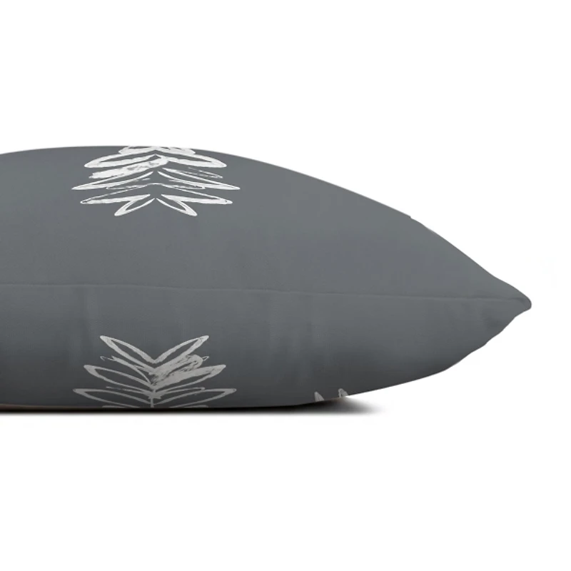 Gray Sketched Snowflake Christmas Pillow