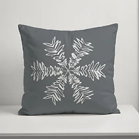 Gray Sketched Snowflake Christmas Pillow