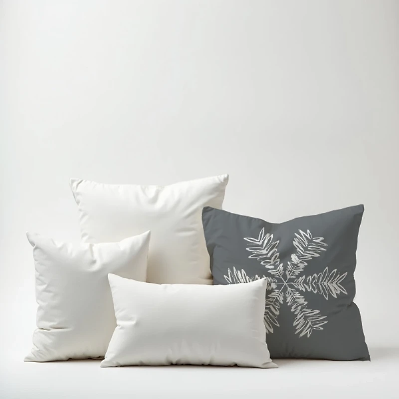 Gray Sketched Snowflake Christmas Pillow