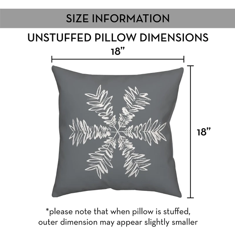 Gray Sketched Snowflake Christmas Pillow