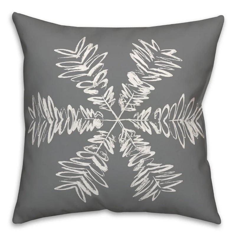 Gray Sketched Snowflake Christmas Pillow