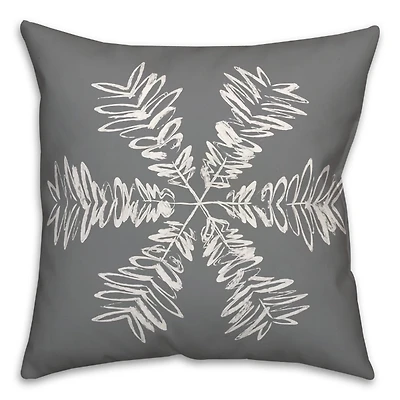 Gray Sketched Snowflake Christmas Pillow