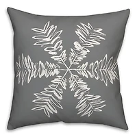 Gray Sketched Snowflake Christmas Pillow