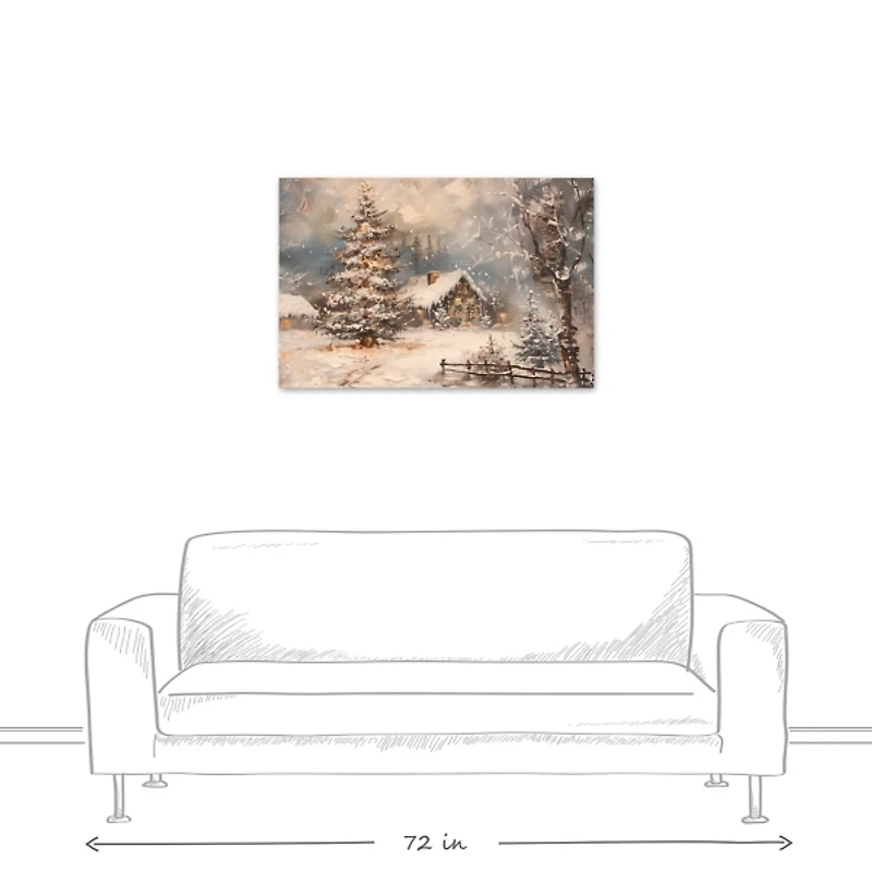 Snowy Holiday House Canvas Art Print