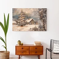 Snowy Holiday House Canvas Art Print