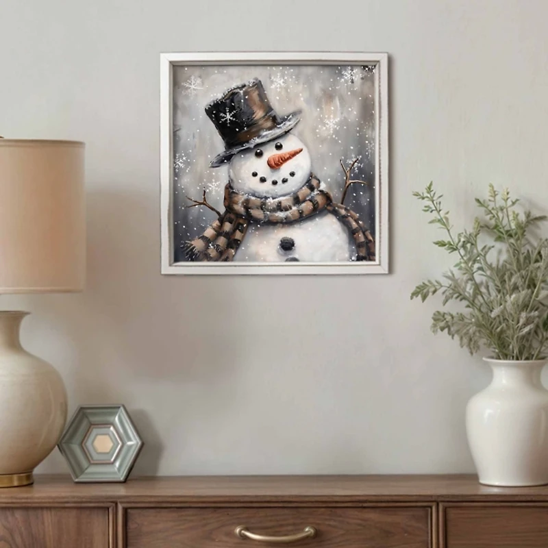 Cheerful Snowman Framed Art Print