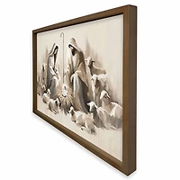 Neutral Nativity Scene Brown Framed Art Print
