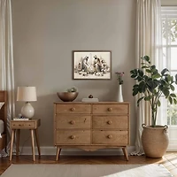 Neutral Nativity Scene Brown Framed Art Print