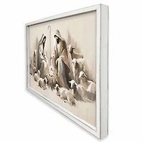 Neutral Nativity Scene White Framed Art Print
