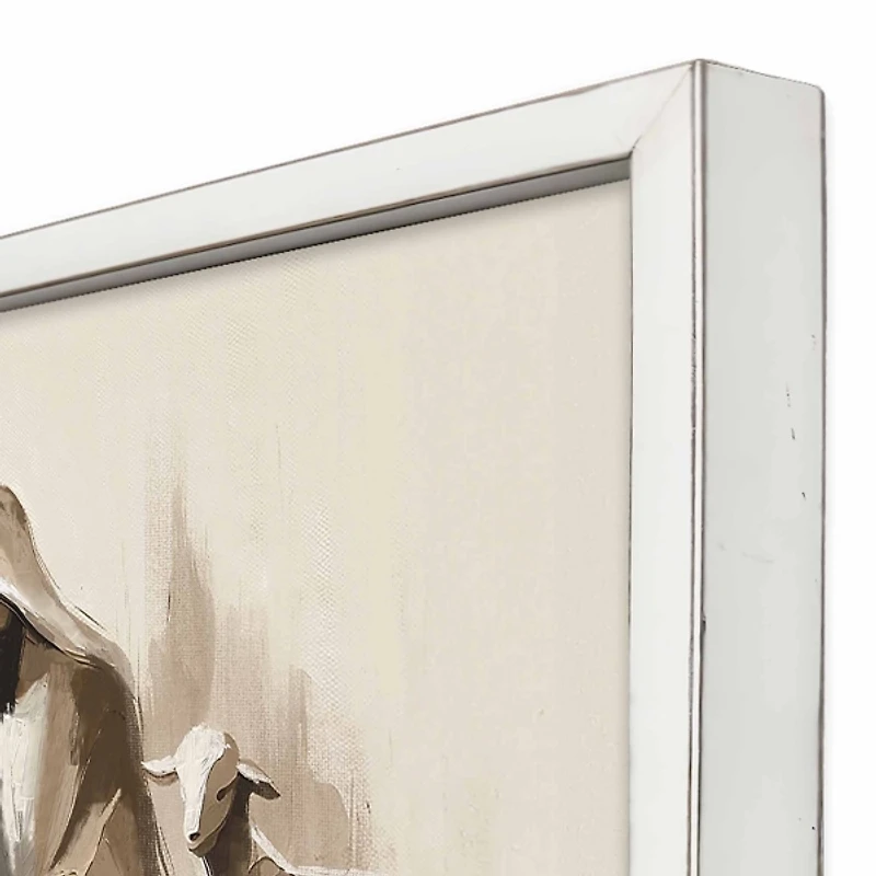 Neutral Nativity Scene White Framed Art Print