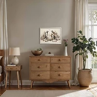 Neutral Nativity Scene White Framed Art Print