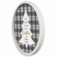 Personalized Christmas Plaid White Framed Print