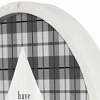 Personalized Christmas Plaid White Framed Print