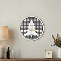 Personalized Christmas Plaid White Framed Print