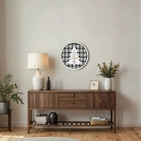 Personalized Christmas Plaid White Framed Print