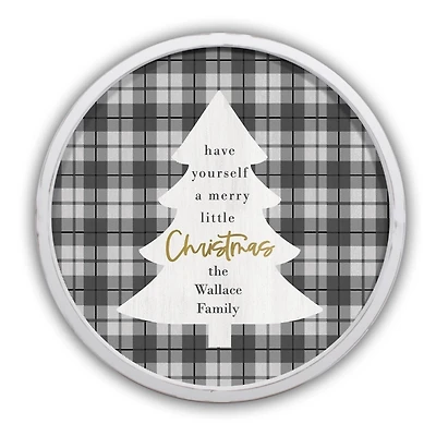 Personalized Christmas Plaid White Framed Print
