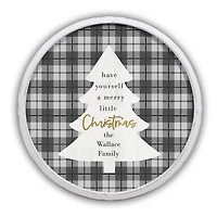 Personalized Christmas Plaid White Framed Print