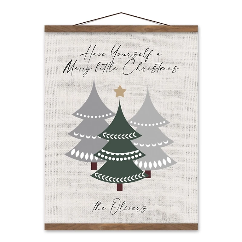 Personalized Merry Little Christmas Hanging Canvas