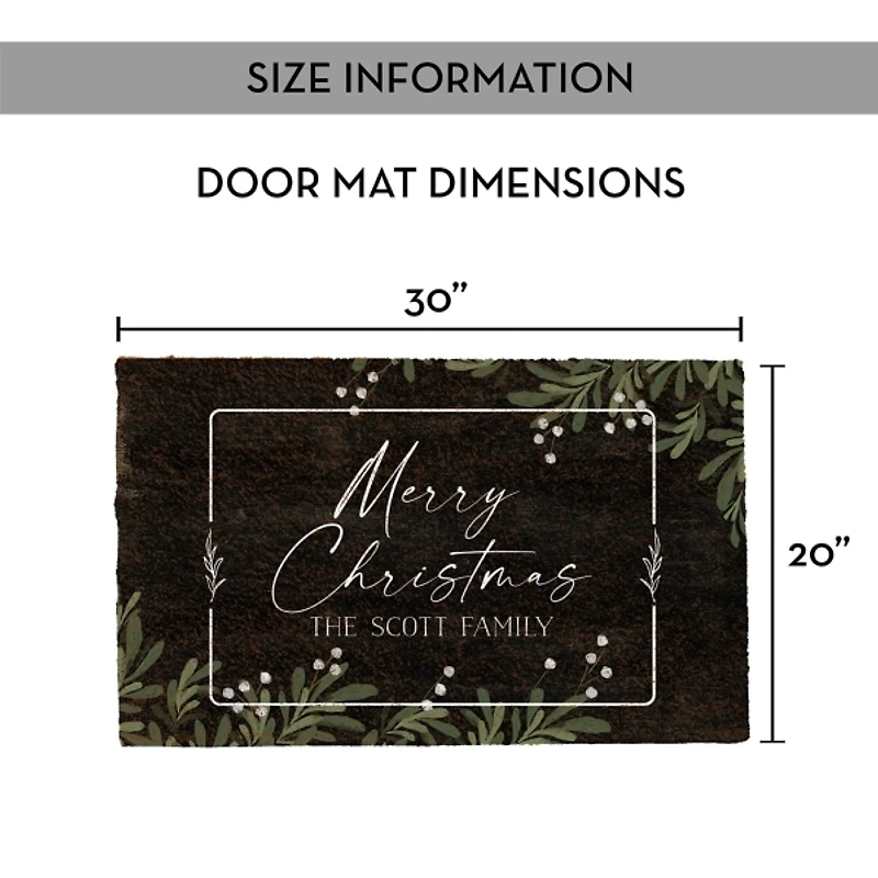 Personalized Merry Christmas Greenery Doormat