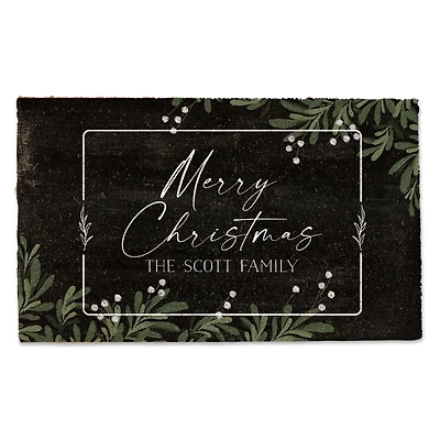 Personalized Merry Christmas Greenery Doormat