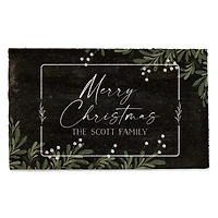 Personalized Merry Christmas Greenery Doormat
