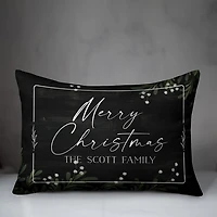 Personalized Merry Christmas Greenery Pillow