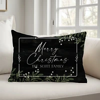 Personalized Merry Christmas Greenery Pillow