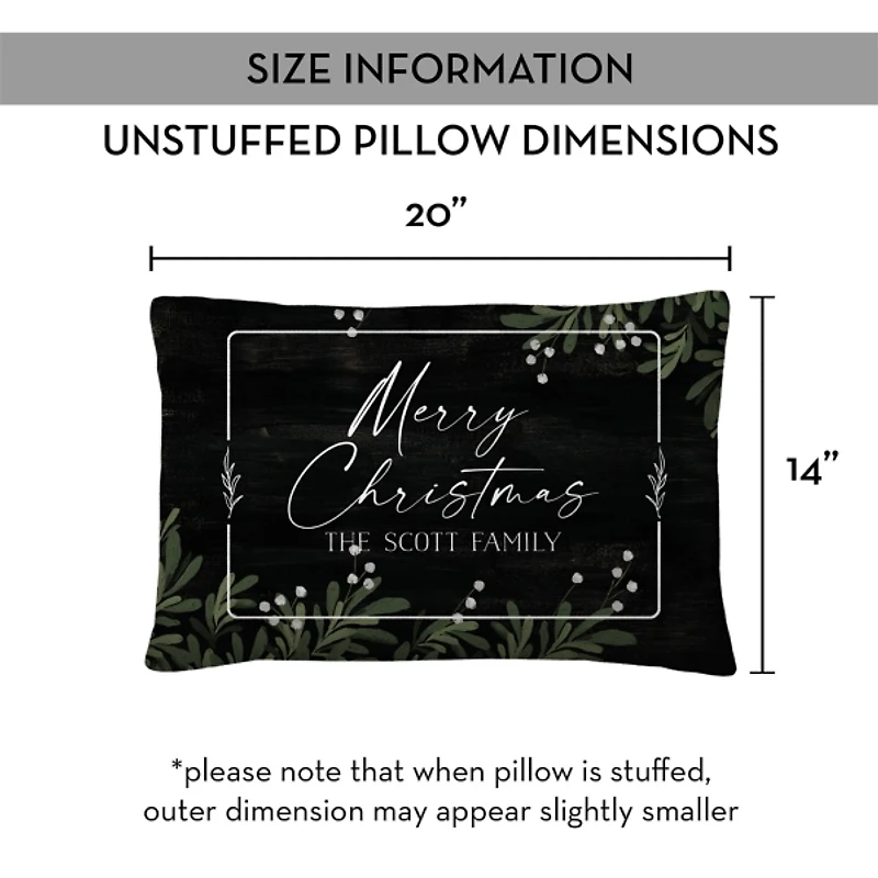 Personalized Merry Christmas Greenery Pillow