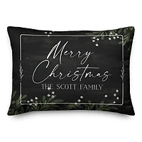 Personalized Merry Christmas Greenery Pillow