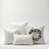 Personalized Happy Holidays Neutral Wreath Pillow