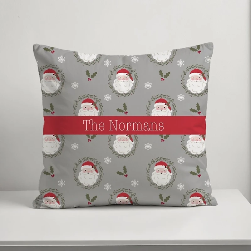 Personalized Santa Greenery Christmas Pillow