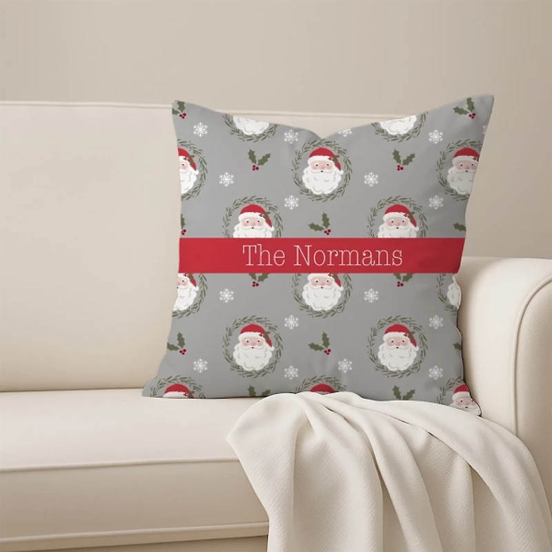 Personalized Santa Greenery Christmas Pillow