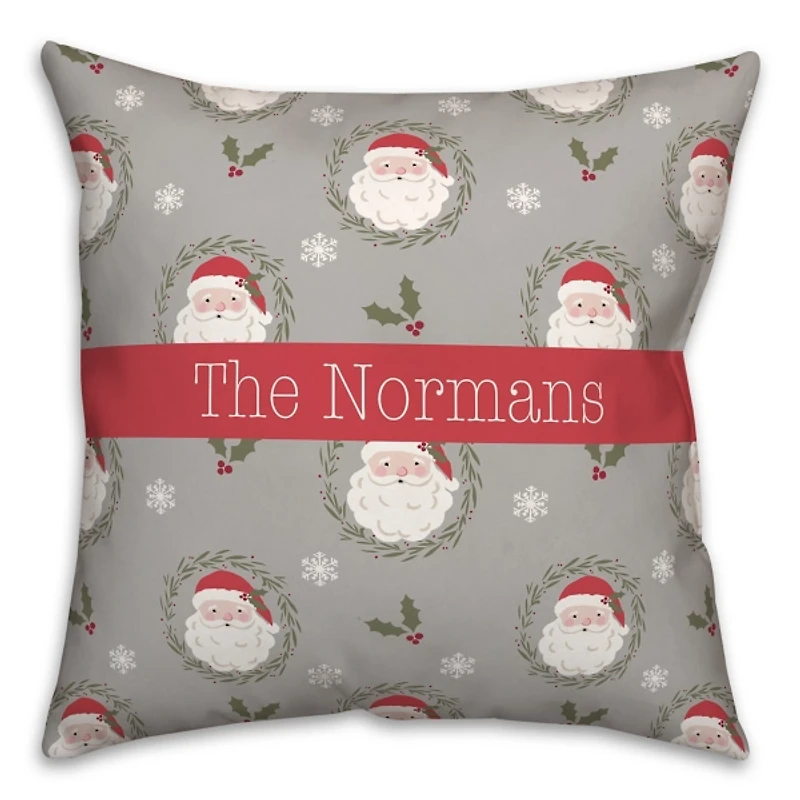 Personalized Santa Greenery Christmas Pillow