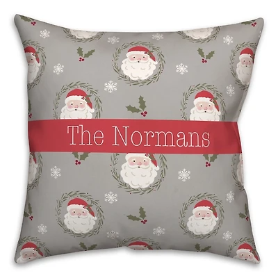 Personalized Santa Greenery Christmas Pillow