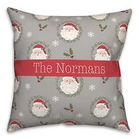 Personalized Santa Greenery Christmas Pillow
